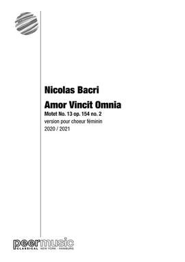 Bacri, N: Amor Vincit Omnia