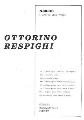Respighi, O: Nebbie per soprano o tenore