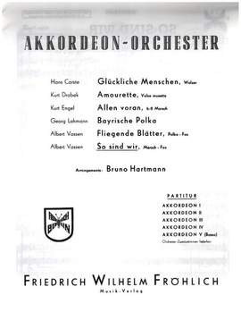 Vossen, A: So sind wir für Akkordeonorchester