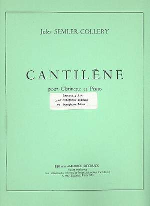 Semler-Collery, J: Cantilene pour clarinette (saxophone