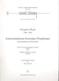 Allegri, G: Lamentations of Jeremiah Feria 5 in Coena Domini
