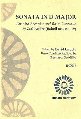 Rosier, C (: Sonata in D Major for alto recorder and Bc