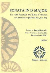 Rosier, C (: Sonata in D Major for alto recorder and Bc