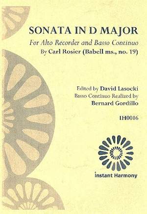 Rosier, C (: Sonata in D Major for alto recorder and Bc