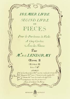 Lendormy, N G: Livre de Pièces pour le Pardessus de Viole à 5