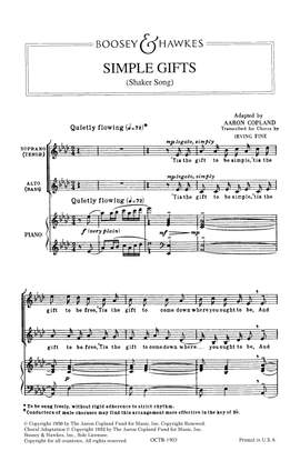 Copland, Aaron: Simple Gifts (two-part chorus and piano) - Digital Sheet Music
