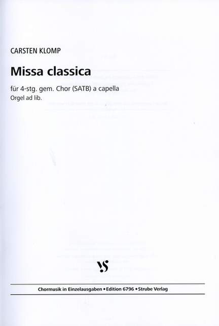 Klomp, C: Missa classica