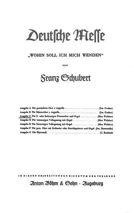 Schubert, F: Deutsche Messe Ausgabe C