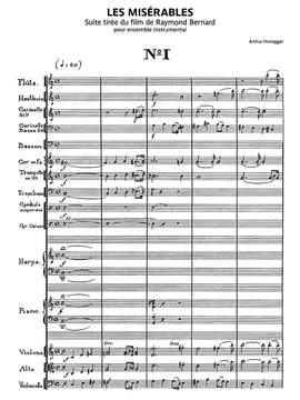 Honegger, Arthur: Les Misérables pour ensemble instrumental, Suite tirée du film de Raymond Bernard, H. 88a (1934)