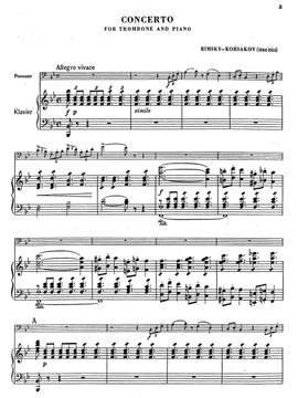 Rimsky-Korsakov, Nicolai: Concerto for Trombone and Military Band, 1877 (Piano reduction & solo part)