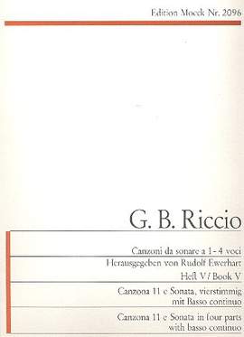 Riccio, G B: Canzoni da sonare a 1 - 4 voci Heft V
