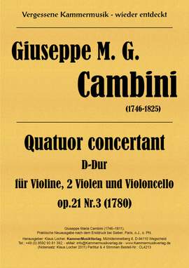 Cambini, G G: Quatuor concertant D-Dur op 21/3