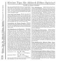 Wächtler, R: Kleine Tips für den Akkordzither Spieler