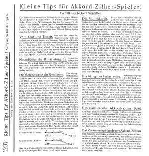 Wächtler, R: Kleine Tips für den Akkordzither Spieler