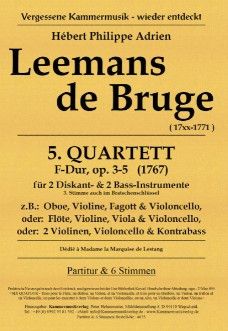Leemans de Bruge, H P A: Quartett 5 G-Dur op 3,5 G major op. 3,5
