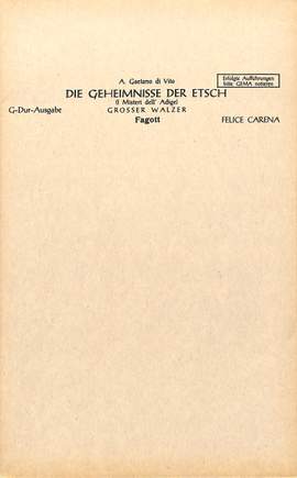 Carena, F: Die Geheimnisse der Etsch G-Dur