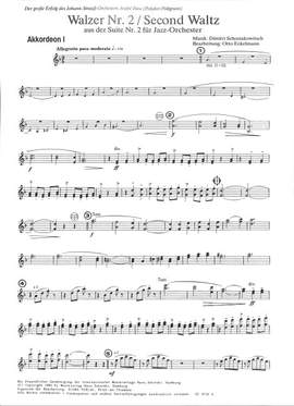 Shostakovich, D: Second Waltz (Walzer 2) aus Suite 2 für Jazz Orchester