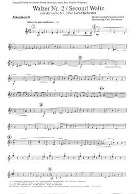 Shostakovich, D: Second Waltz (Walzer 2) aus Suite 2 für Jazz Orchester
