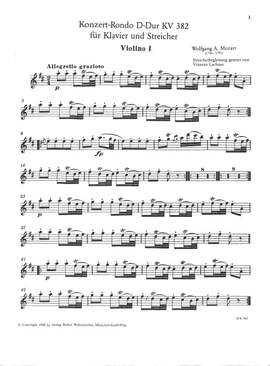Mozart, W A: Rondo 1 D-Dur KV 382
