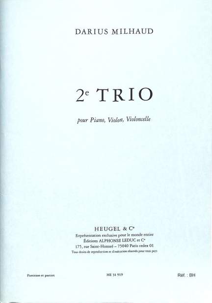 Milhaud, D: Trio 2