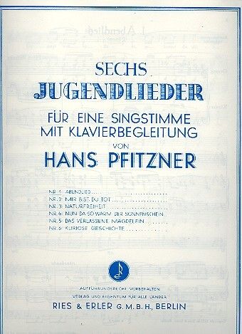 Pfitzner, H: 6 Jugendlieder