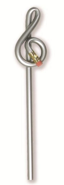 Pencil g-clef silver (L: 24 cm)