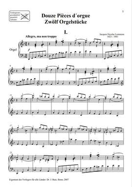 Lemmens, J: Douze Pièces d`Orgue (Ped.) Band VI