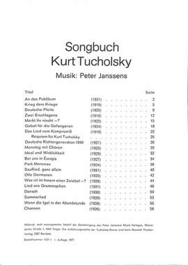 Janssens, P: Kurt Tucholsky Songbuch