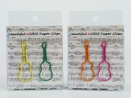 Paper clip acoustic guitar 4 colors assorted (12 pcs/pack) H:4,8 cm