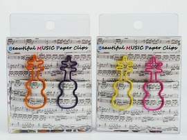 Paper clip violin 4 colors assorted (12 pcs/pack) H:4 cm