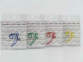 Paper clip bass clef 4 colors assorted (12 pcs/pack) H:3,5 cm