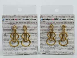 Paper clip violin golden (15 pcs/pack) H:4 cm