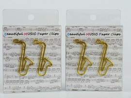 Paper clip saxophone golden (15 pcs/pack) H:3,7 cm