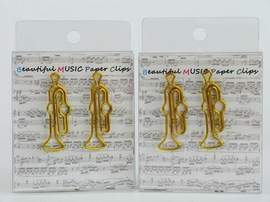 Paper clip trumpet golden (15 pcs/pack) H:3,7 cm
