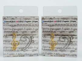 Paper clip g-clef golden & bass silver (12 pcs/pack) H:3 cm