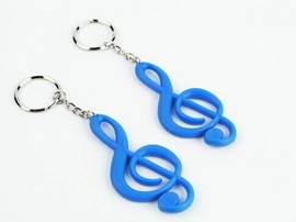 Keyring g-clef blue rubber 7,7cm