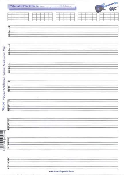 Notenblock 50 Blatt - Tab