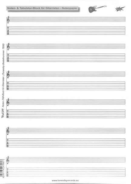 Notenblock 50 Blatt - Tab/Noten