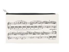 Pencil case notelines black/creme 24*12,5 cm