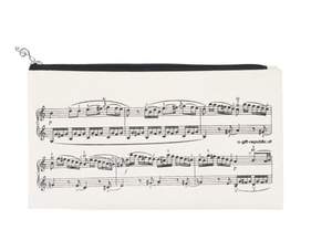 Pencil case notelines black/creme 24*12,5 cm