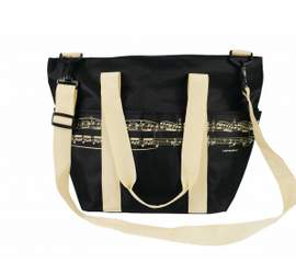 Shoulder bag Pro Musica noteline black/creme (printed on both sides) 45*34*20 cm