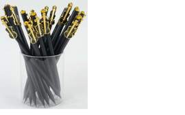 Pencil with violin charm (B) black/crystal