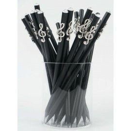 Pencil with g-clef charm (B) silver/crystal