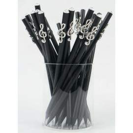 Pencil with g-clef charm (B) silver/crystal