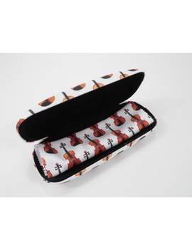Spectacle case set violin (case: 16,5*6,5*3,5 cm / cloth: 15*18 cm) Microfiber