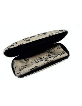 Spectacle case set sheet music creme (case: 16,5*6,5*3,5 cm / cloth: 15*18 cm) Microfiber