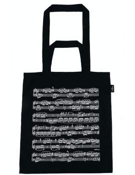 Tote bag notelines black (printed on both sides) 37*40 cm H (2 IN 1)