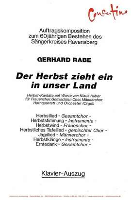 Rabe, G: Der Herbst zieht ein in unser Land