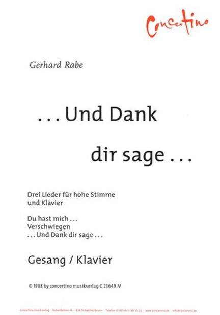 Rabe, G: ... und Dank dir sage ...