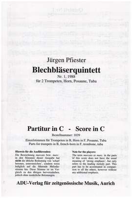 Pfiester, J: Blechbläserquintett Nr.1